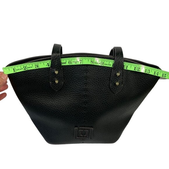 Liz Claiborne Marina Shopper Tote Handbag Black Pebbled Faux Leather Two Straps - Picture 12 of 13